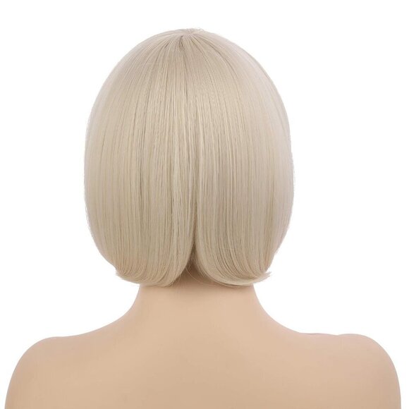 ? Women Cream Short Straight Hair Flapper Cosplay Quality Costume Bob Wig main image 5